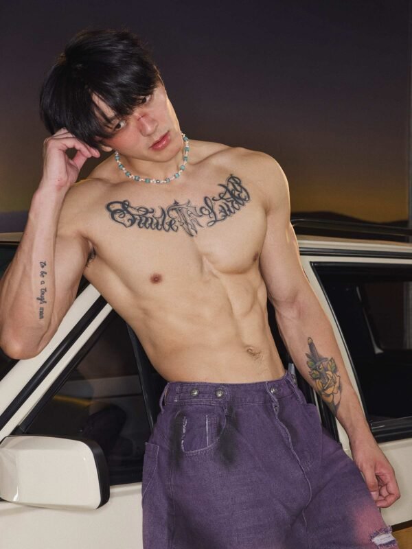 American Distressed & Ripped Wide Leg Jeans | Men's Floor-Length Straight Pants
