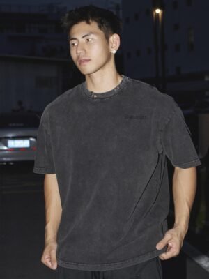American Outdoor Vintage Tee | Washed Distressed with Metal Detail