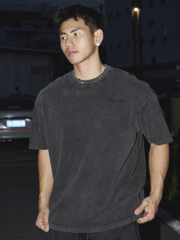 American Outdoor Vintage Tee | Washed Distressed with Metal Detail