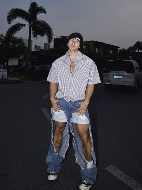 American Deconstructed Raw Edge Denim | Men's Unique Asymmetrical Jeans