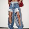 American Deconstructed Raw Edge Denim | Men's Unique Asymmetrical Jeans