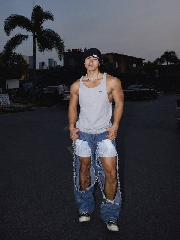 American Deconstructed Raw Edge Denim | Men's Unique Asymmetrical Jeans