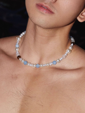 Natural Stone Pearl Men's Necklace | Handmade Collarbone Chain V2  40-45CM