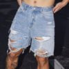 Men's Vintage Washed Destroyed Ripped Casual American Streetwear Shorts