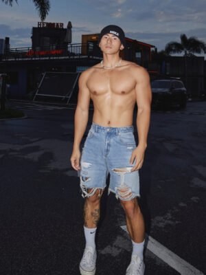 Men's Vintage Washed Destroyed Ripped Casual American Streetwear Shorts